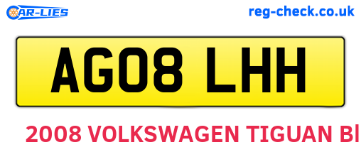 AG08LHH are the vehicle registration plates.
