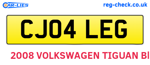 CJ04LEG are the vehicle registration plates.