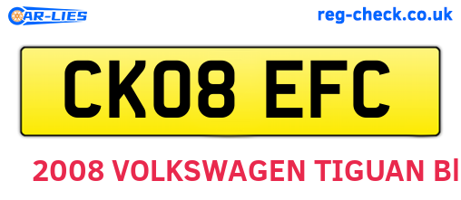 CK08EFC are the vehicle registration plates.