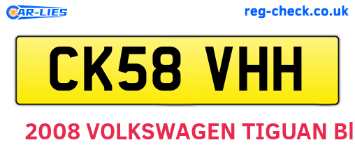 CK58VHH are the vehicle registration plates.
