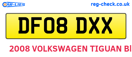 DF08DXX are the vehicle registration plates.