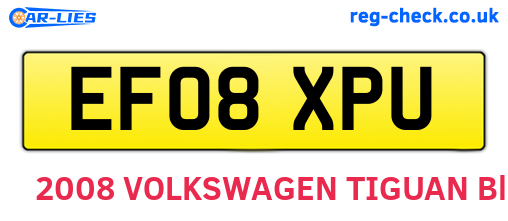 EF08XPU are the vehicle registration plates.