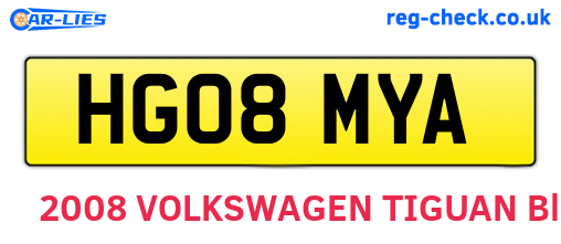 HG08MYA are the vehicle registration plates.
