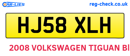 HJ58XLH are the vehicle registration plates.
