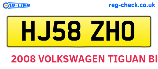 HJ58ZHO are the vehicle registration plates.