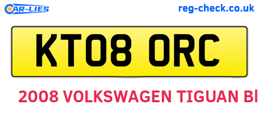 KT08ORC are the vehicle registration plates.