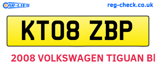 KT08ZBP are the vehicle registration plates.