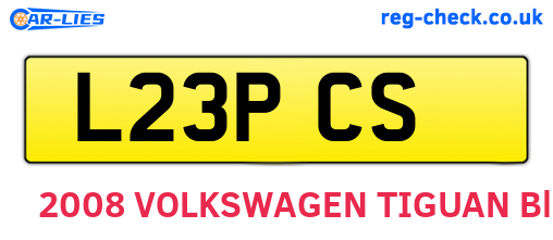 L23PCS are the vehicle registration plates.