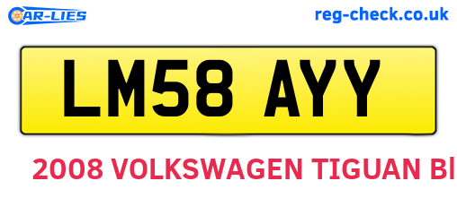LM58AYY are the vehicle registration plates.