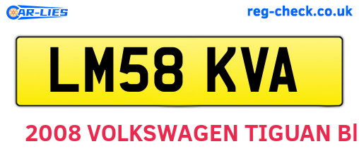 LM58KVA are the vehicle registration plates.