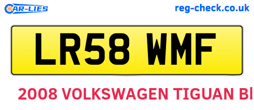 LR58WMF are the vehicle registration plates.