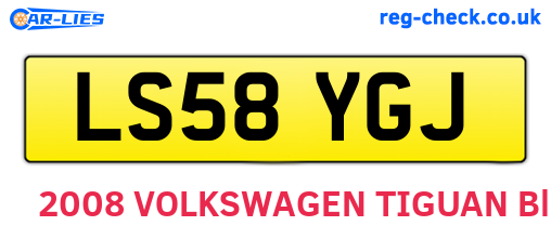 LS58YGJ are the vehicle registration plates.