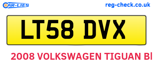 LT58DVX are the vehicle registration plates.