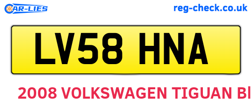 LV58HNA are the vehicle registration plates.