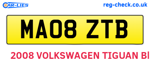 MA08ZTB are the vehicle registration plates.