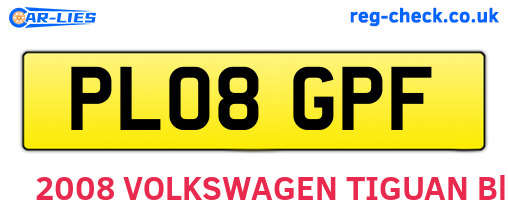 PL08GPF are the vehicle registration plates.