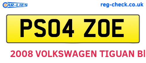 PS04ZOE are the vehicle registration plates.