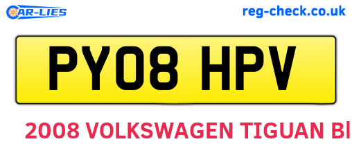PY08HPV are the vehicle registration plates.