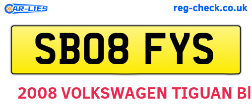 SB08FYS are the vehicle registration plates.
