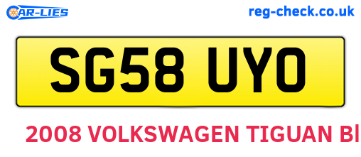 SG58UYO are the vehicle registration plates.