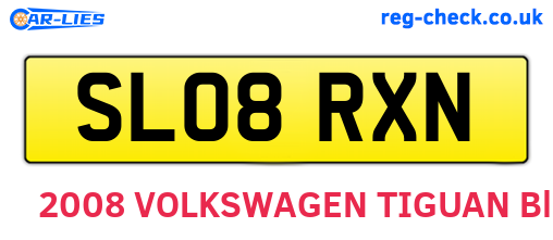 SL08RXN are the vehicle registration plates.