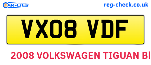 VX08VDF are the vehicle registration plates.