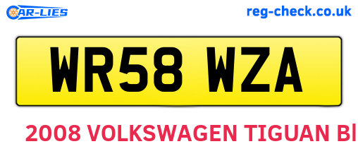 WR58WZA are the vehicle registration plates.