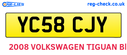 YC58CJY are the vehicle registration plates.