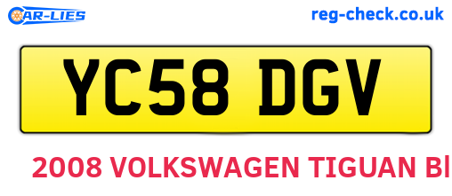 YC58DGV are the vehicle registration plates.
