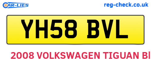 YH58BVL are the vehicle registration plates.