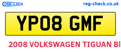 YP08GMF are the vehicle registration plates.