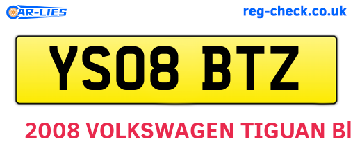 YS08BTZ are the vehicle registration plates.