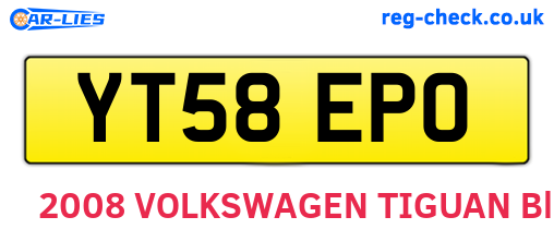 YT58EPO are the vehicle registration plates.