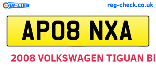 AP08NXA are the vehicle registration plates.
