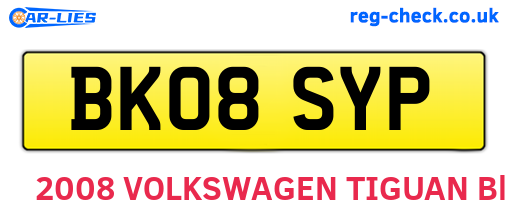 BK08SYP are the vehicle registration plates.