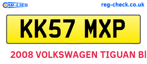 KK57MXP are the vehicle registration plates.