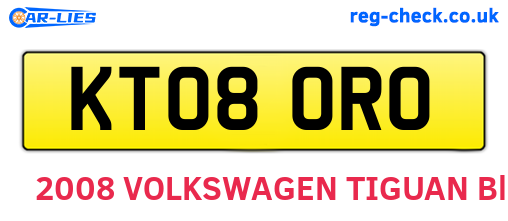 KT08ORO are the vehicle registration plates.