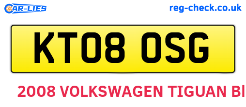 KT08OSG are the vehicle registration plates.