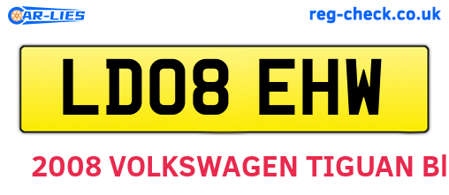 LD08EHW are the vehicle registration plates.