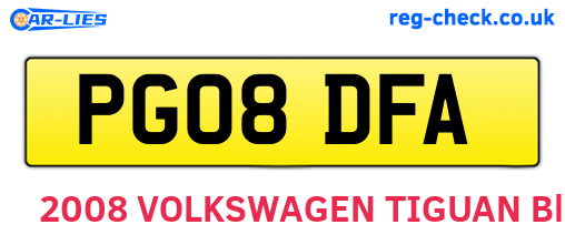 PG08DFA are the vehicle registration plates.