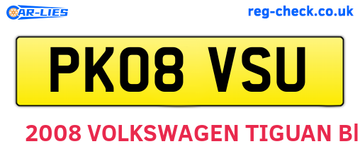 PK08VSU are the vehicle registration plates.