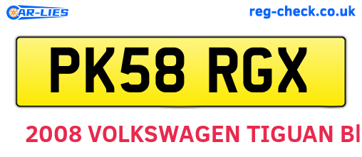 PK58RGX are the vehicle registration plates.