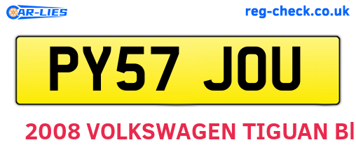 PY57JOU are the vehicle registration plates.