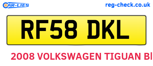 RF58DKL are the vehicle registration plates.