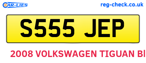 S555JEP are the vehicle registration plates.