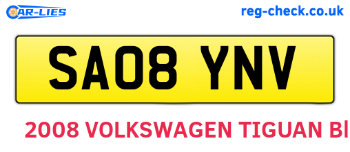 SA08YNV are the vehicle registration plates.
