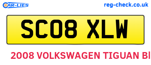 SC08XLW are the vehicle registration plates.