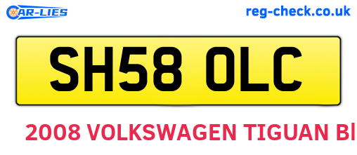 SH58OLC are the vehicle registration plates.