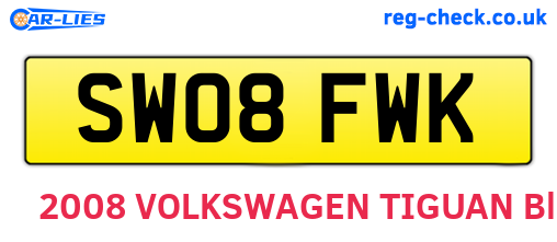 SW08FWK are the vehicle registration plates.