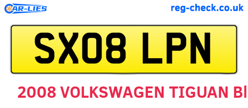SX08LPN are the vehicle registration plates.